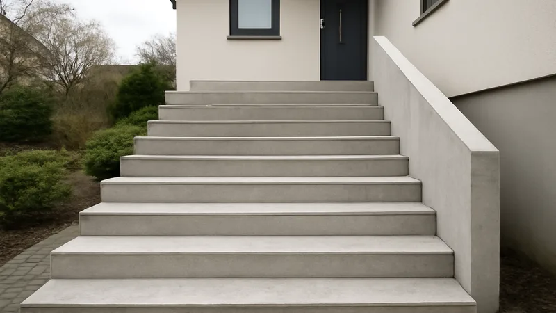 Saubere Außentreppe aus Beton nach der Reinigung