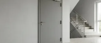 Brandschutztür mit Selbstschließmechanismus im Treppenhaus