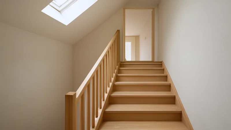 Treppe mit ausreichender Kopffreiheit unter einer Dachschräge
