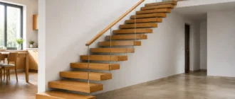 Freitragende Treppe mit einseitig in der Wand verankerten Stufen
