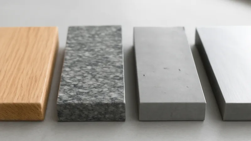 Holz, Granit, Beton und Stahl als Materialien für freitragende Treppenstufen im Vergleich