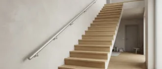 Aluminium-Handlauf an einer geraden Innentreppe montiert