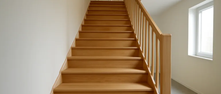 Fertige DIY-Holztreppe aus hellem Eichenholz