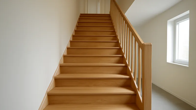 Fertige DIY-Holztreppe aus hellem Eichenholz