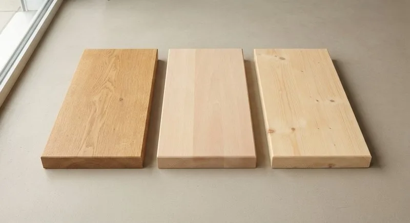 Holzmuster von Eiche, Buche und Kiefer im direkten Vergleich