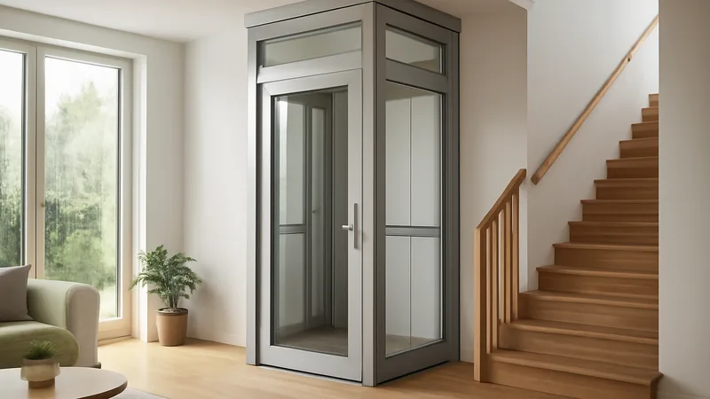 Schachtloser Homelift in einem modernen Wohnhaus, Innenbereich