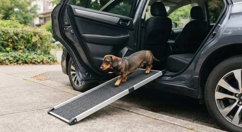 Hundetreppe an der geöffneten Seitentür zur Rückbank