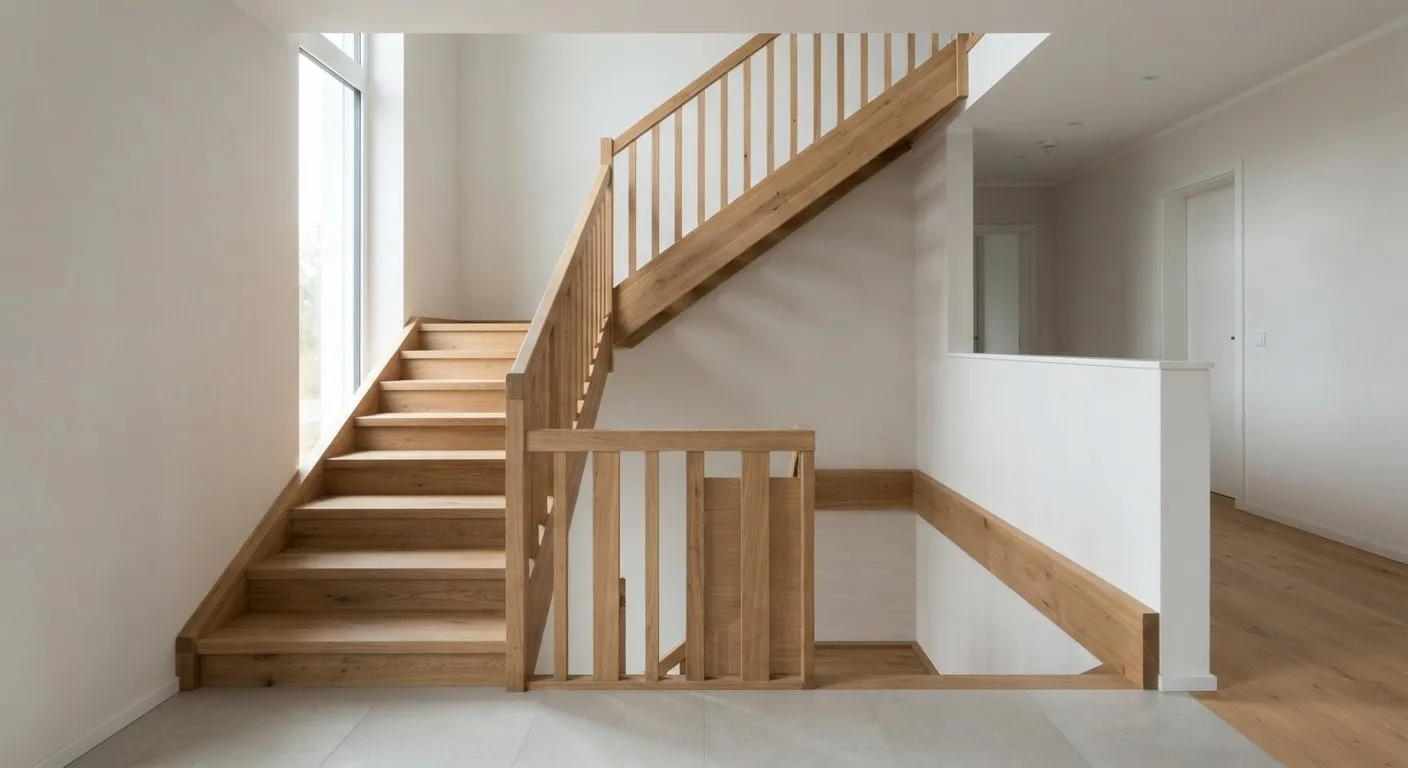 Podesttreppe mit Zwischenpodest und Richtungswechsel im Treppenhaus