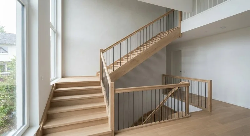 U-Treppe mit paralleler Laufrichtung und 180-Grad-Wendung am Zwischenpodest