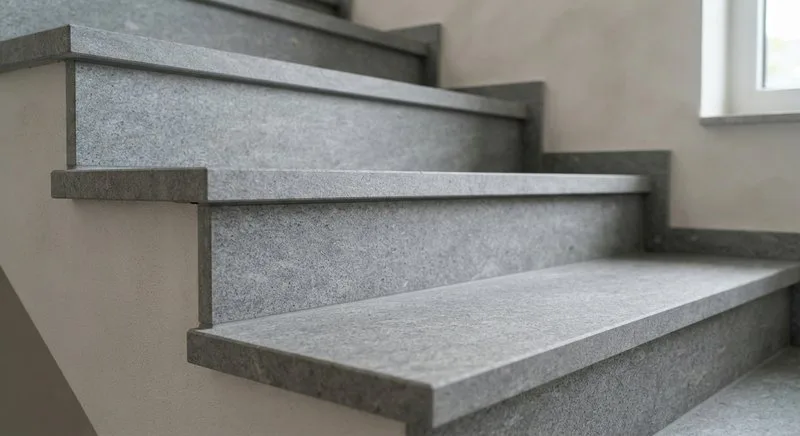 Naturstein-Setzstufe im Detail mit passender Trittstufe aus demselben Material