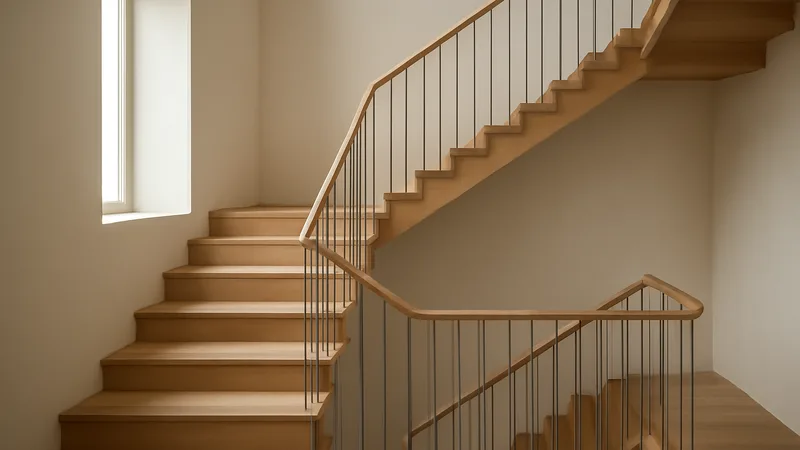 U-Treppe mit zwei parallelen Läufen und Zwischenpodest