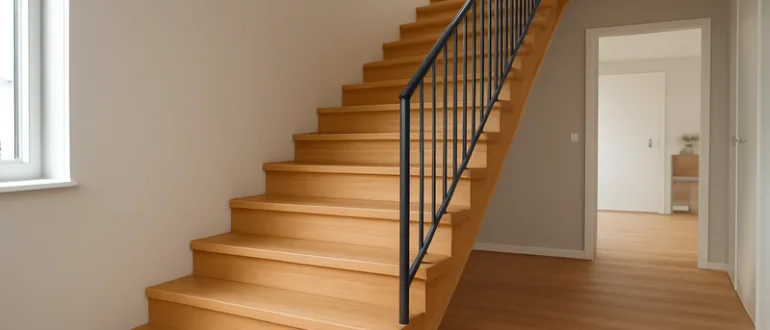 Fertig montierte Treppe in einem modernen Wohnraum