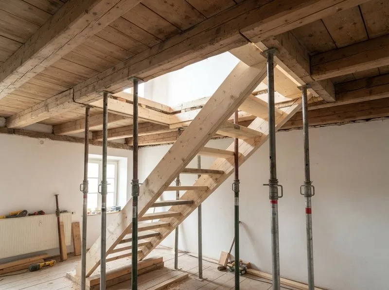 Deckendurchbruch mit temporärer Abstützung während der Bauphase