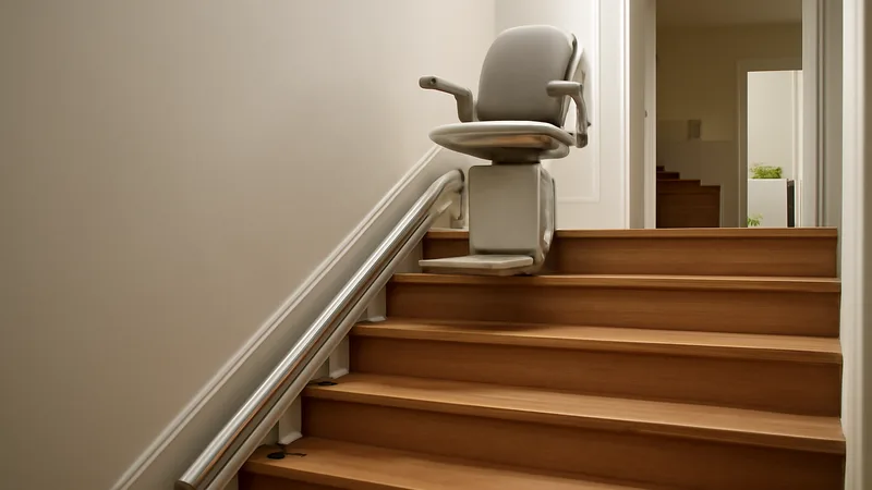 Sitzlift an einer Treppe in einem Wohnhaus