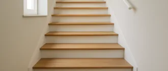 Frisch sanierte Treppe mit neuen, hellen Renovierungsstufen