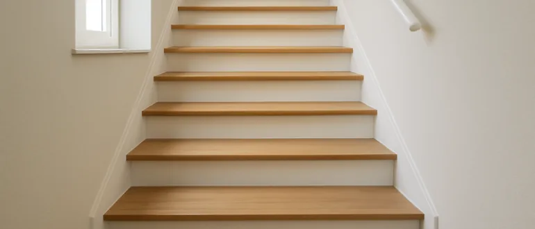 Frisch sanierte Treppe mit neuen, hellen Renovierungsstufen