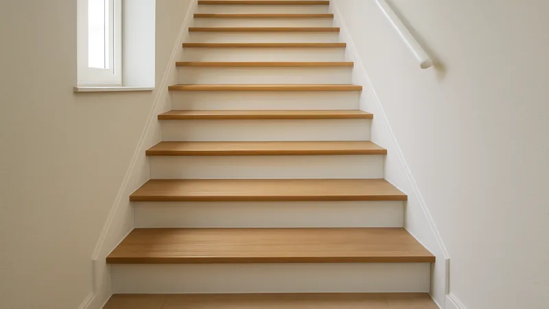 Frisch sanierte Treppe mit neuen, hellen Renovierungsstufen