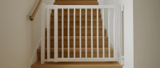 Treppenschutzgitter an einer Innentreppe montiert