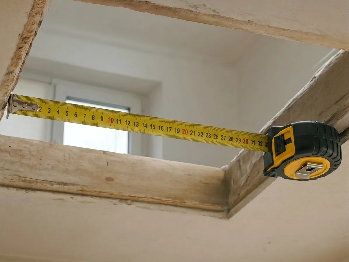 Präzises Aufmaß der Deckenöffnung vor der Wendeltreppen-Montage