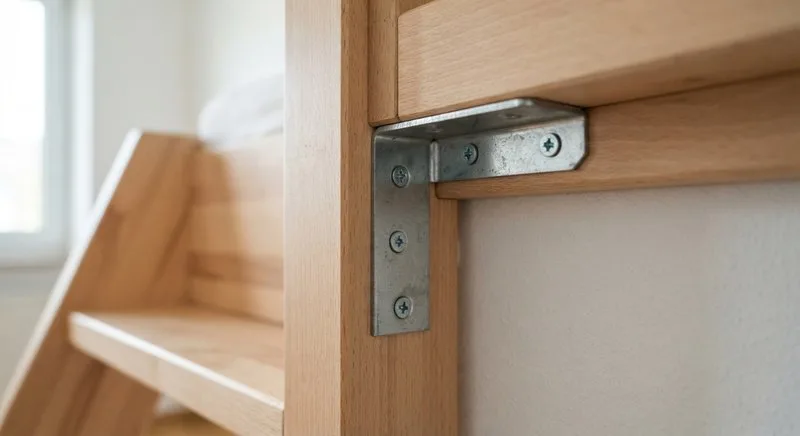Wandverankerung der Hochbett-Treppe mit L-Stahlprofil