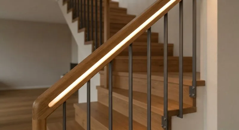 Handlauf mit integrierter LED-Beleuchtung an der Unterseite