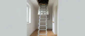 Ausgeklappte Scherentreppe zum Dachboden