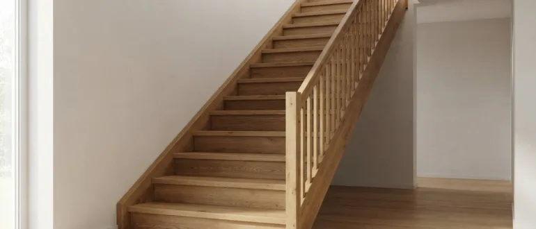 Gerade Wangentreppe aus Holz mit sichtbaren seitlichen Wangen